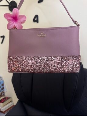 kate spade Lilac Crossbody with Pink Glitter Trim